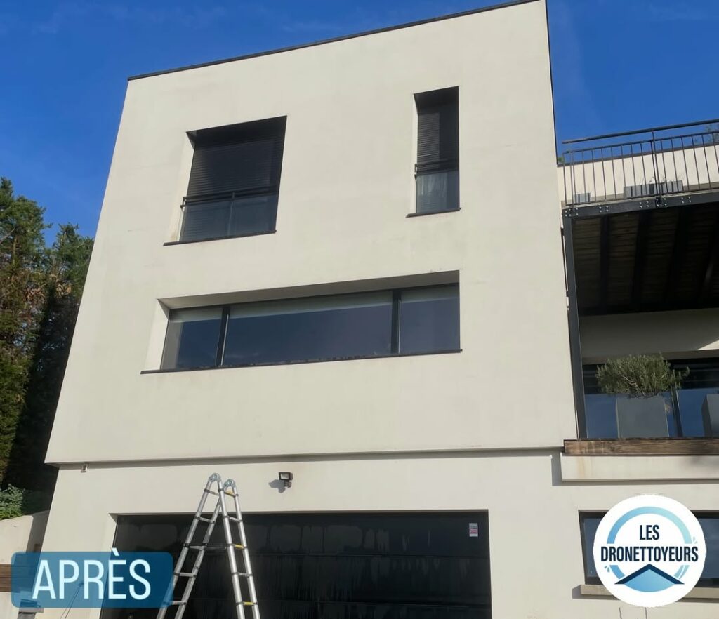 nettoyage façade avant après maison contemporaine Chessy Seine-et-Marne 77